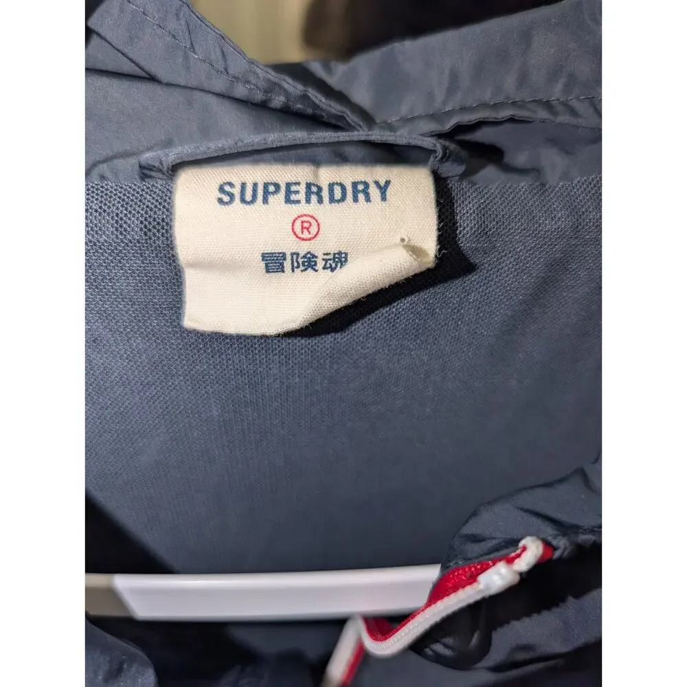 Superdry Track Cagoule Windbreaker Jacket Men’s Large Navy Blue Full Zip